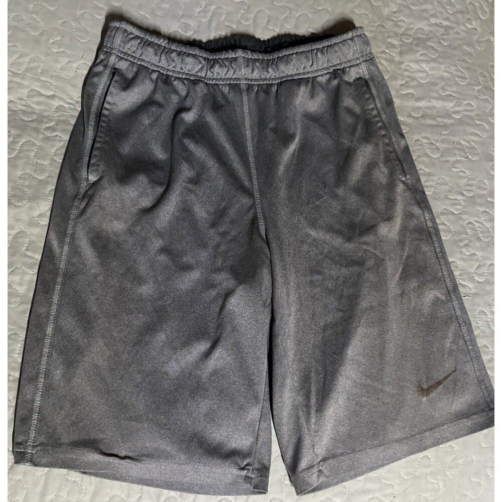 Nike Swish Boys Shorts Size Medium Solid Gray Elastic Waist Pockets